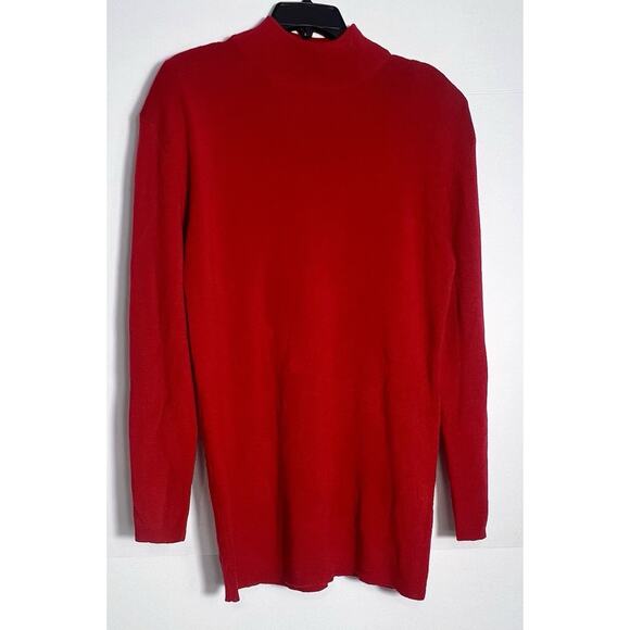 Vintage Bloomingdales Women's Large 100% Pure New Wool Sweater Mock Neck Red - Picture 1 of 4